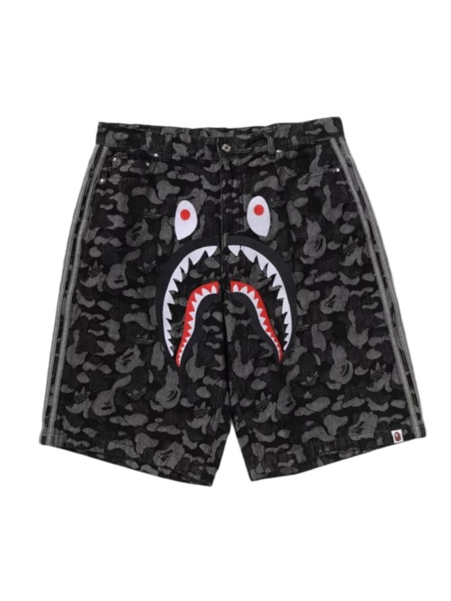 1:1 quality version Jorts Black Camouflage Shark Embroidery Denim Shorts 29060626
