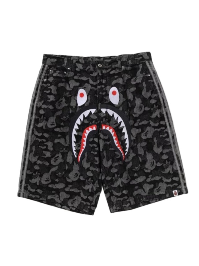 1:1 quality version Jorts Black Camouflage Shark Embroidery Denim Shorts 29060626