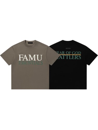 co-branded front and back lettering brown and black loose-fitting drop-shoulder  T-shirt 2 colors 29060604