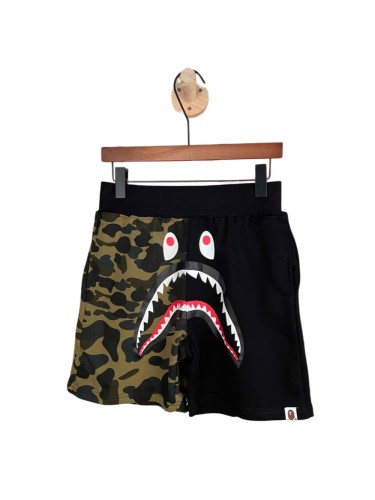1:1 quality version Green Camouflage & Black Split Shark Print Casual Cotton Shorts 29060794
