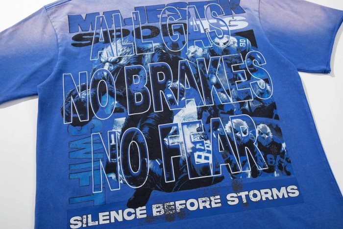 Silence Before The Storm Slogan Rhinestone Print Washed Tee 29060729