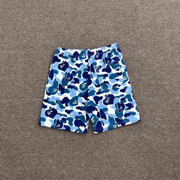 Blue Camouflage All-over Shark Print Casual Cotton Shorts 29060826