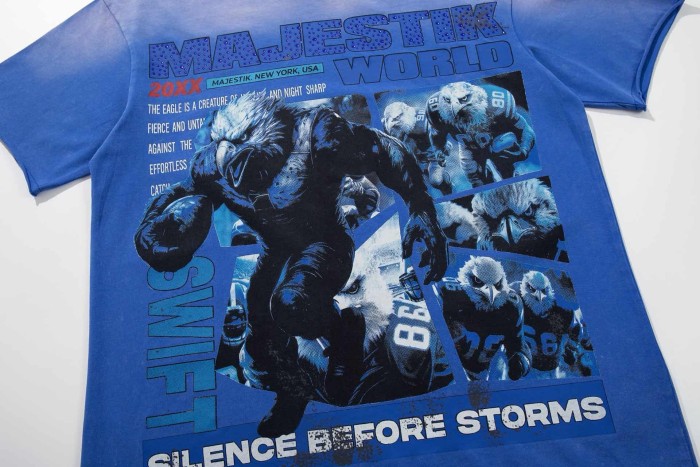 Silence Before The Storm Slogan Rhinestone Print Washed Tee 29060729