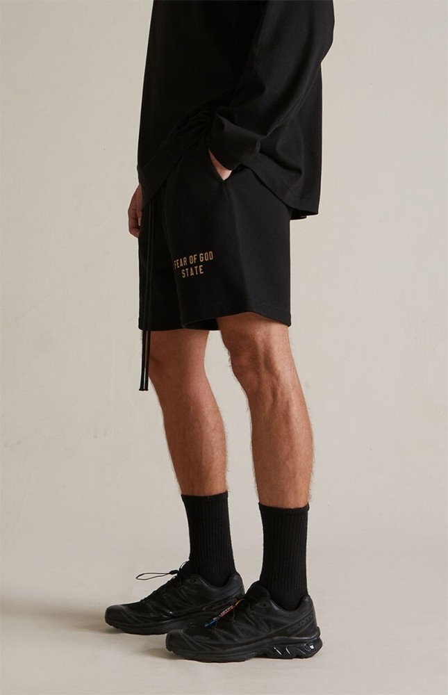 Loose-fitting, drop-crotch, five-inch casual shorts with contrasting side letter embroidery 4 colors 29060838