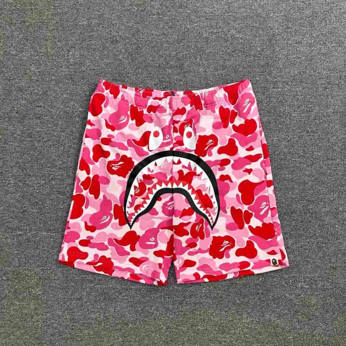 Pink Camouflage All-over Shark Print Casual Cotton Shorts 29060857