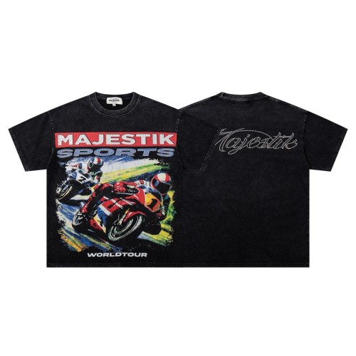 Retro Motorcycle Event Rhinestone Print Washed Tee 2 colors 29060730