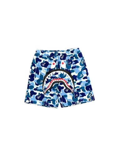 Blue Camouflage All-over Shark Print Casual Cotton Shorts 29060826