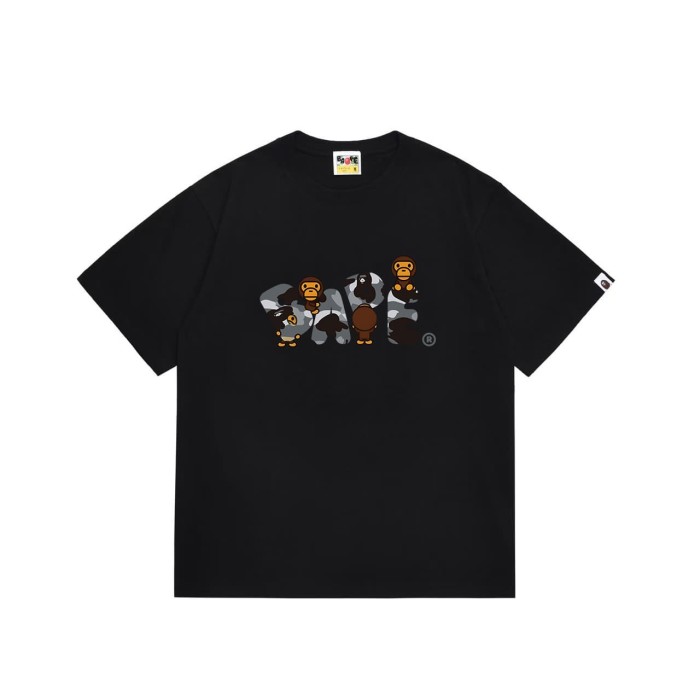 Four little monkeys with camouflage letter prints T-shirt 2 colors 29060345
