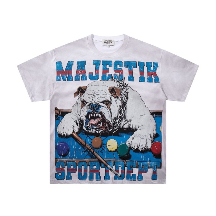 Billiards Aesthetic Bulldog Rhinestone Print Washed Tee 2 colors 29060725