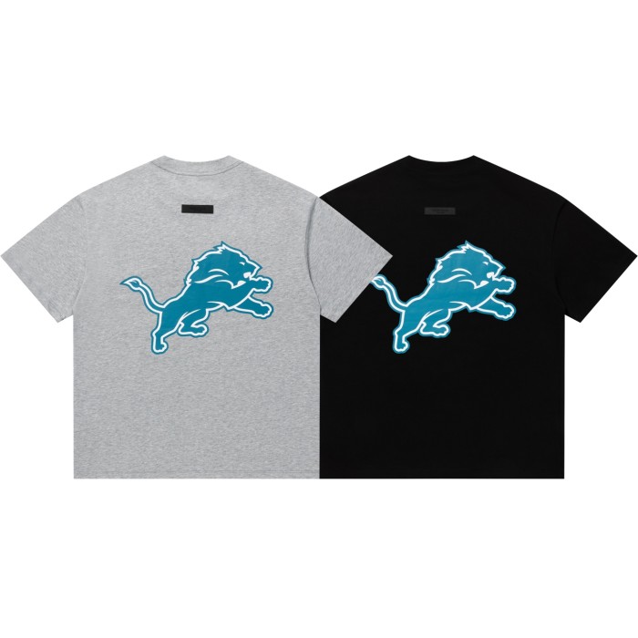 Lions team curved large letter logo heavyweight pure cotton fan couple T-shirt 2 colors 29060612