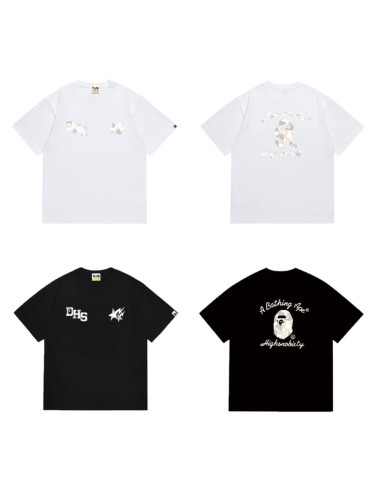 Lightning star camouflage ape man letter print T-shirt 2 colors 29060443
