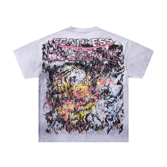 Abstract Graffiti Art Rhinestone Print Washed Tee 29060722