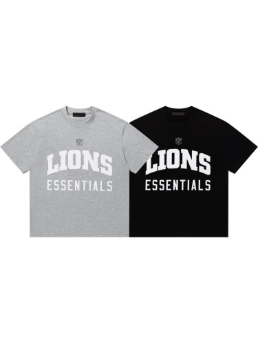 Lions team curved large letter logo heavyweight pure cotton fan couple T-shirt 2 colors 29060612