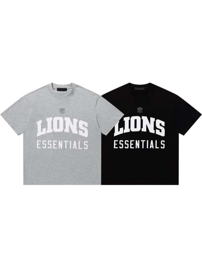 Lions team curved large letter logo heavyweight pure cotton fan couple T-shirt 2 colors 29060612