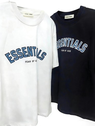 Washed denim blue curved letter white and black loose T-shirt 2 colors 29060619