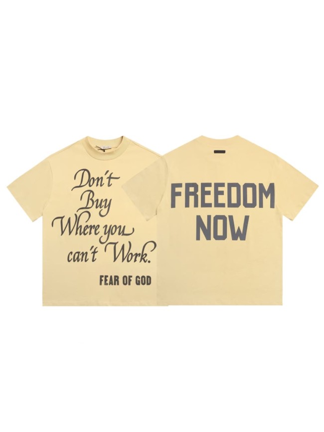 Mainline front and back slogan letters in cream yellow, small high-neck, loose-fitting, T-shirt 29060447