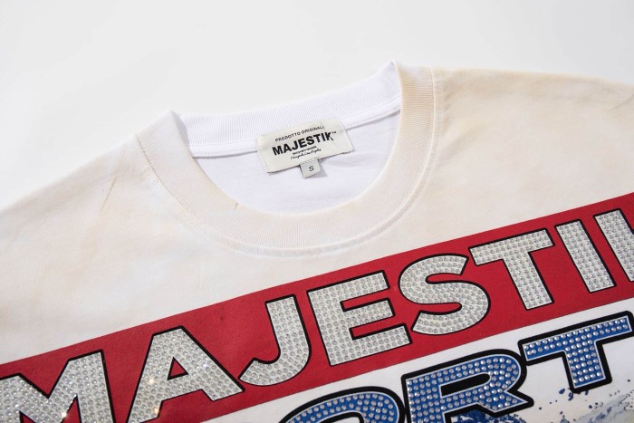 Retro Motorcycle Event Rhinestone Print Washed Tee 2 colors 29060730