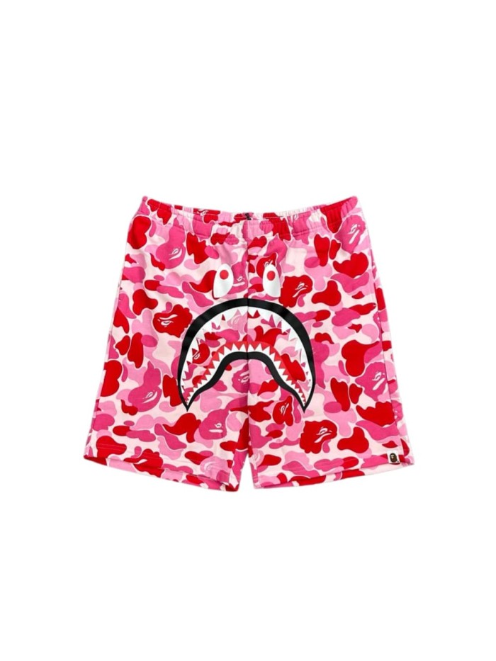 Pink Camouflage All-over Shark Print Casual Cotton Shorts 29060857