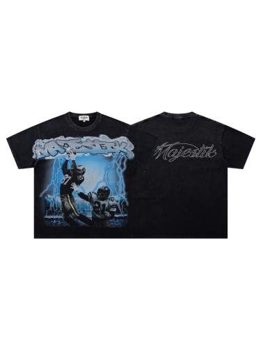 Football Catch Moment Rhinestone Print Washed Tee 29060785