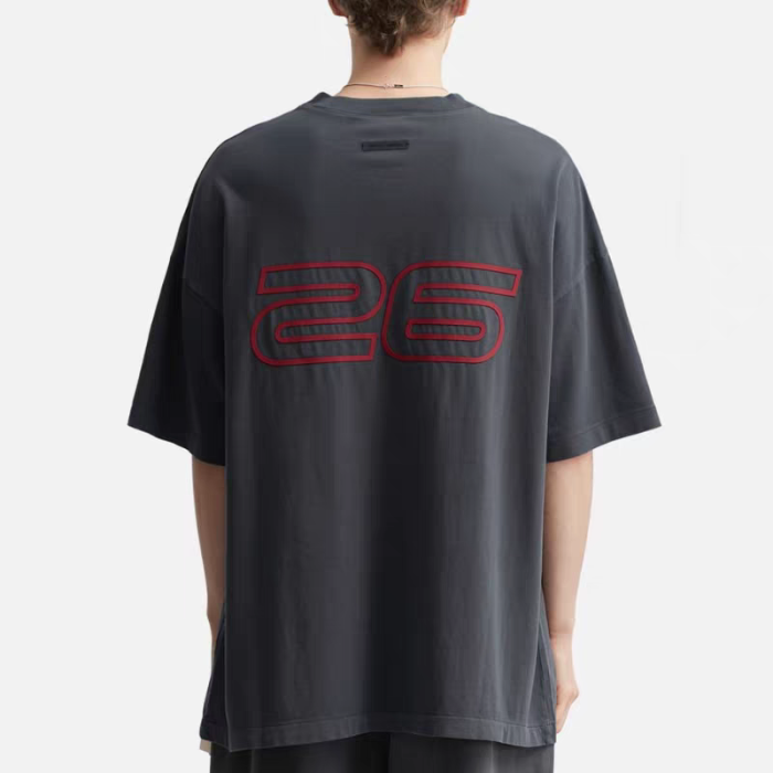 1:1 quality version Washed vintage-style futuristic double-line font logo pure cotton casual T-shirt 3 colors 29060627