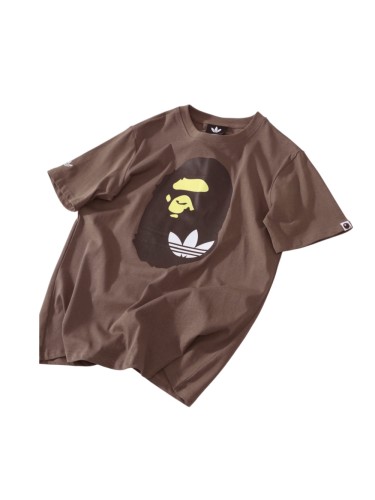 1:1 quality version adidas Originals Ape Head Trefoil Logo Print Brown T-shirt 29060613
