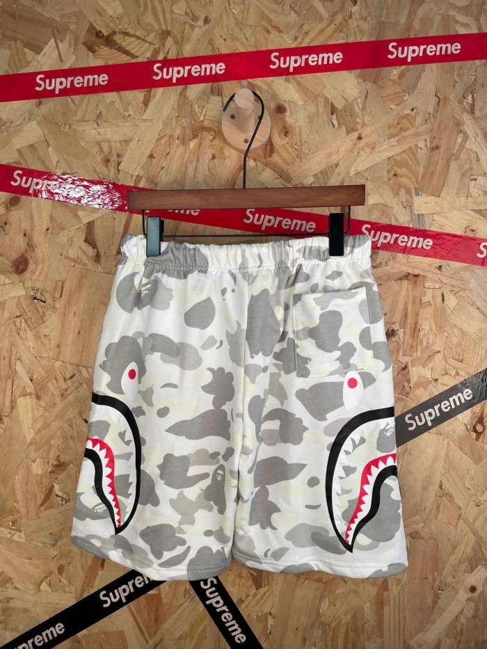 1:1 quality version White Grey Camouflage Shark Print Drawstring Cotton Casual Shorts 29060761