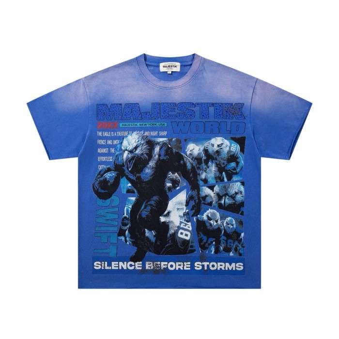Silence Before The Storm Slogan Rhinestone Print Washed Tee 29060729