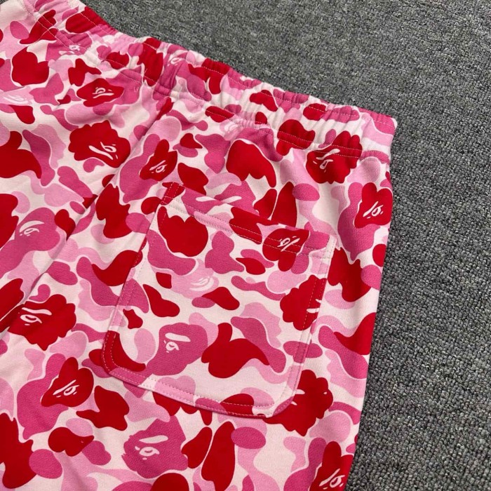 Pink Camouflage All-over Shark Print Casual Cotton Shorts 29060857
