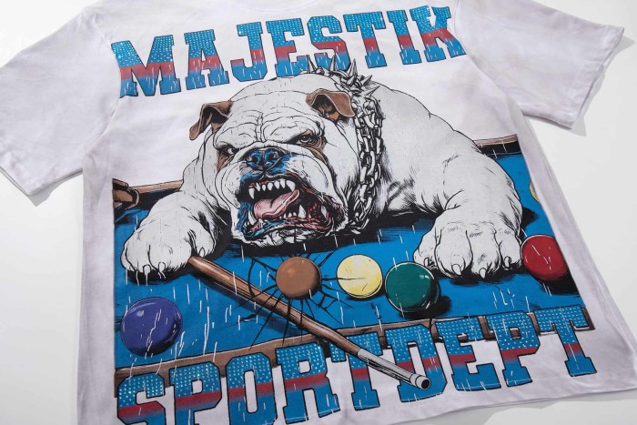 Billiards Aesthetic Bulldog Rhinestone Print Washed Tee 2 colors 29060725