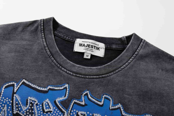 City Night View Graffiti Art Rhinestone Print Washed Tee 29060728