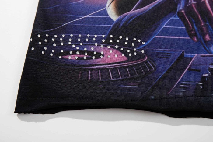Planet DJ Alien Rhinestone Print Washed Tee 29060784
