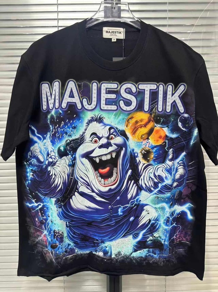 Scary Marshmallow Ghost Rhinestone Print Washed Tee 29060777