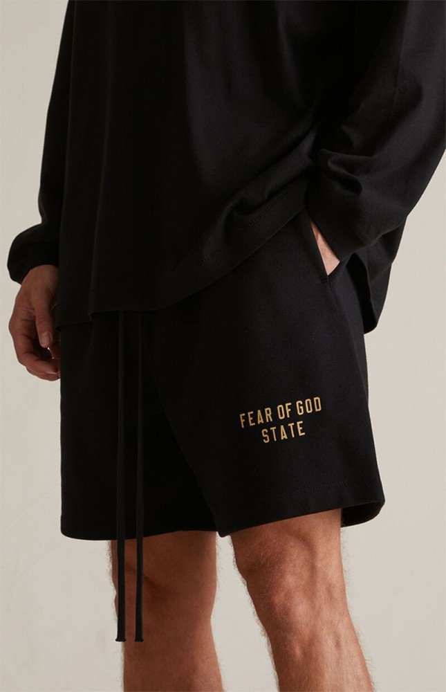 Loose-fitting, drop-crotch, five-inch casual shorts with contrasting side letter embroidery 4 colors 29060838