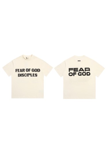 Vintage bold font off-white small high-neck loose shoulder drop-shoulder short-sleeved T-shirt 29060442