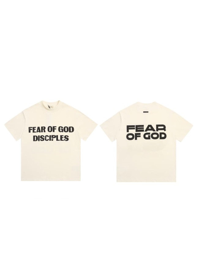 Vintage bold font off-white small high-neck loose shoulder drop-shoulder short-sleeved T-shirt 29060442