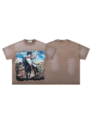 Desert Horse Riding Cupid Rhinestone Print Washed Tee 29060736