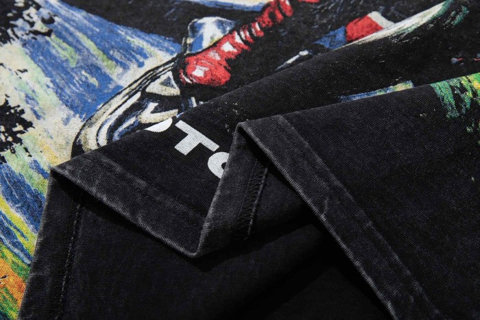 Retro Motorcycle Event Rhinestone Print Washed Tee 2 colors 29060730