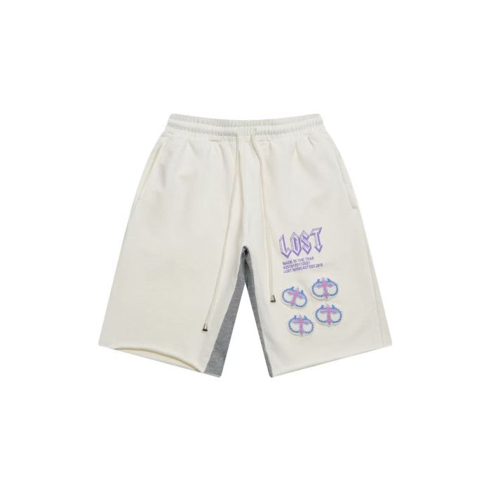 Gothic Letter & Cross Embroidery Casual Sweat Shorts 3 colors 29064425