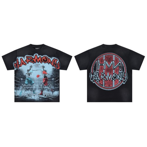 Skeleton Boxing Ring Rhinestone Print Washed Tee 29066076