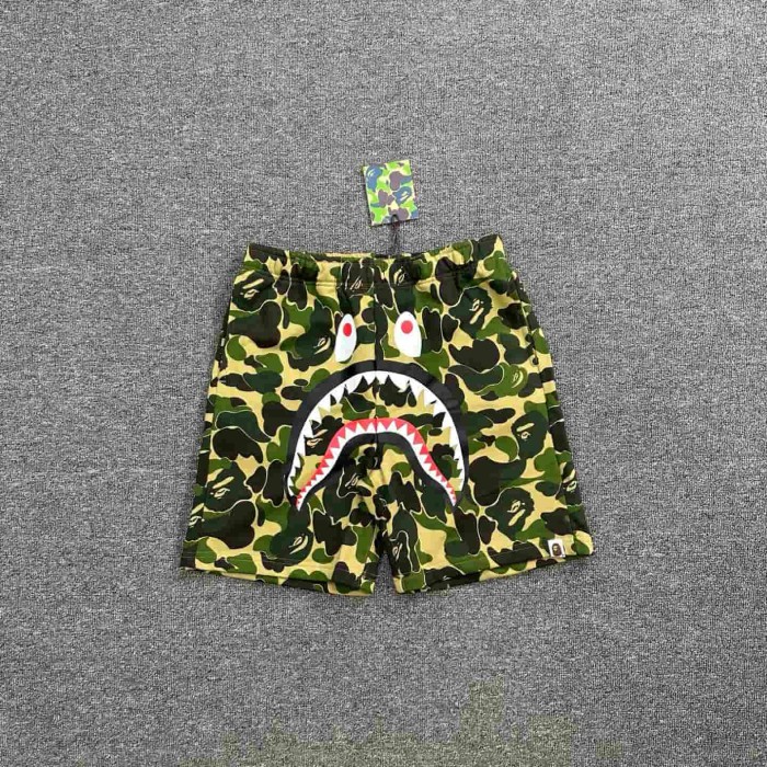 Green Camouflage Shark Print Heavyweight Cotton Casual Shorts 29062620