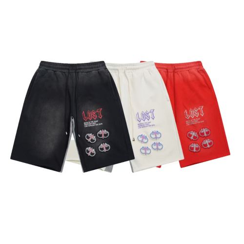 Gothic Letter & Cross Embroidery Casual Sweat Shorts 3 colors 29064425