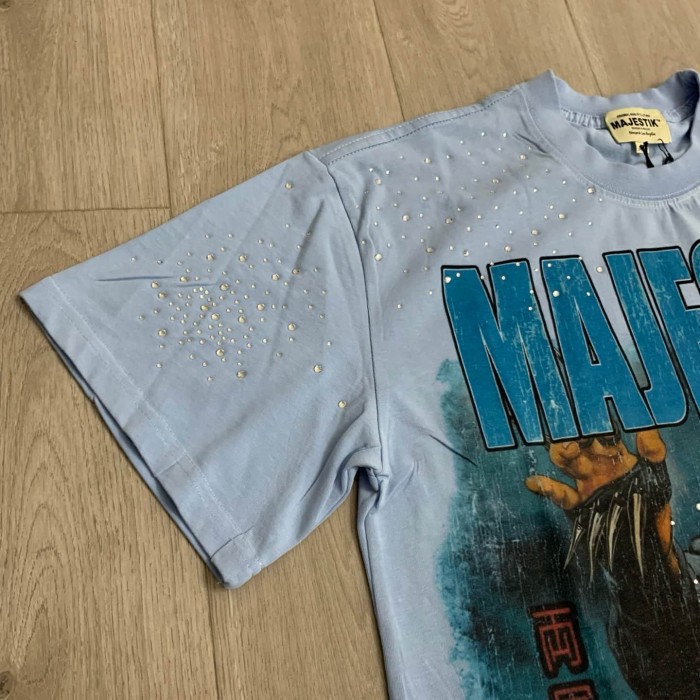 Ninja And Geisha Rhinestone Print Washed Tee 29064546
