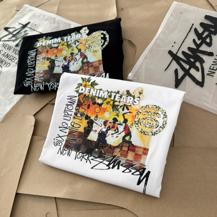 1:1 quality version Stussy collaboration vintage art floral portrait light luxury shirt 2 colors 29062641