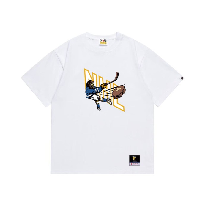 Ape man monkey playing ice hockey print T-shirt 2 colors 29062823