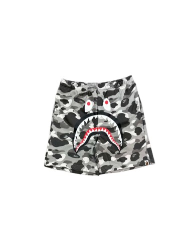 Grey Camouflage All-over Shark Print Casual Cotton Shorts 29062634
