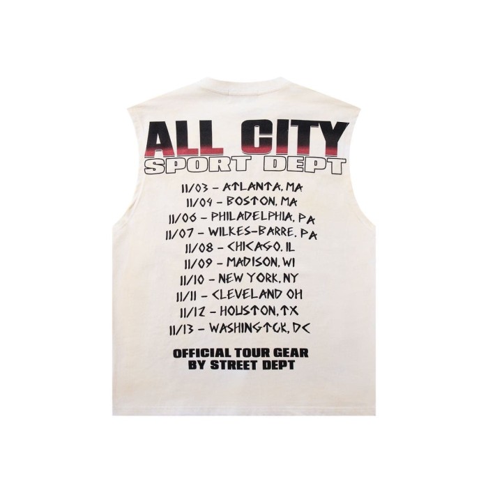 Rottweiler Rugby Rhinestone Print Washed Sleeveless Tee 29065104