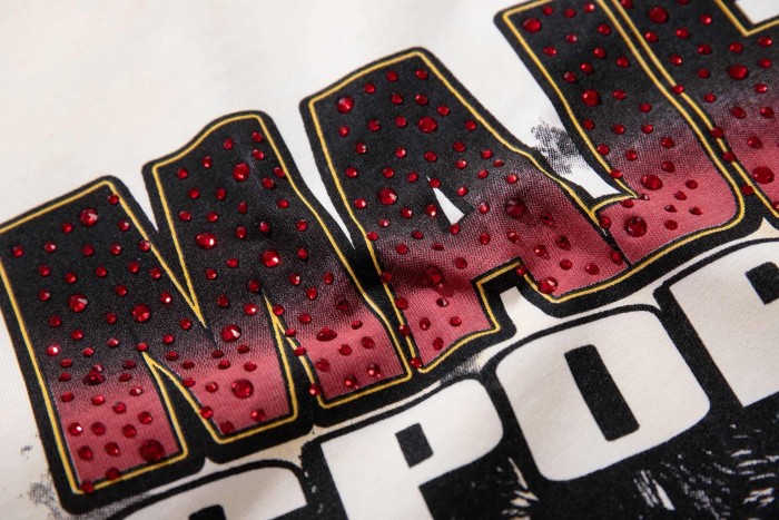 Rottweiler Rugby Rhinestone Print Washed Sleeveless Tee 29065104