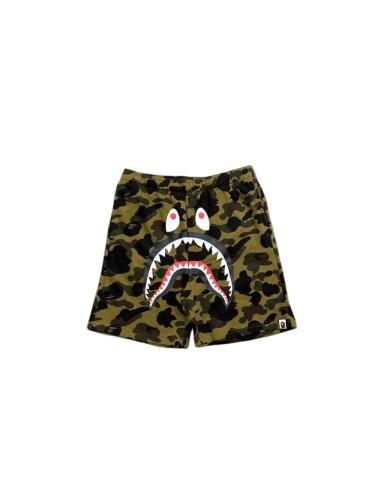 Olive Camouflage All-over Shark Print Casual Cotton Shorts 29062657