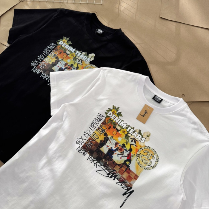 1:1 quality version Stussy collaboration vintage art floral portrait light luxury shirt 2 colors 29062641
