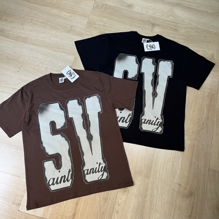 Huge SV initials + handwritten cursive font at the bottom, heavyweight pure cotton T-shirt 29064409